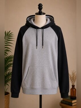 CSG Gray & Black Colorblock Pullover Hoodie Men’s Medium